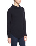 Side-Zip Ribbed Turtleneck Sweater