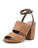 Dickie Suede Chunky-Heel Sandal, Bronze