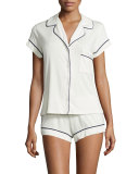 Gisele Boxer-Short Pajama Set, Ivory