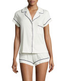 Gisele Boxer-Short Pajama Set, Ivory