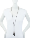 Double-Tassel Chain Lariat Necklace with Diamonds