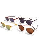 Half-Rim Light-Horn Acetate Sunglasses, Light Brown