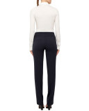 Francoise Cropped Straight-Leg Pants, Navy