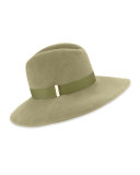 Requiem Wool Wide-Brim Fedora Hat, Olive