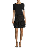 Chantelle Ruffled Miniskirt, Black