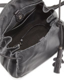 Molly Small Woven-Flap Messenger Bag, Dark Gray