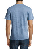 Carpel Micro-Stripe Short-Sleeve Henley Shirt, Blue