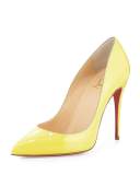 Pigalle Follies Patent 100mm Red Sole Pump, Yellow