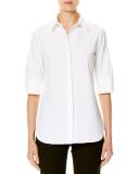 Poplin Half-Sleeve Blouse, White