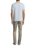 Shadow-Striped Short-Sleeve Crewneck Tee, Lucent Blue