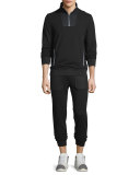 Mesh-Trim Drawstring Sweatpants, Black