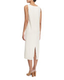 Nelly Raw-Edge Sleeveless Midi Dress, Ivory