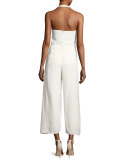 Tie-Front Overlap Halter Jumpsuit, White