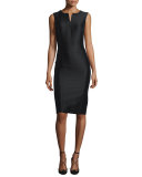 Sleeveless Mikado Sheath Dress, Black