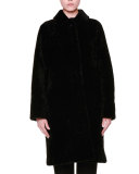 Reversible Shearling Fur Long Coat, Black