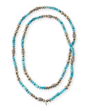 Eleanor Long Turquoise & Pyrite Necklace