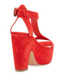 Minette Suede Platform Sandal, Poppy