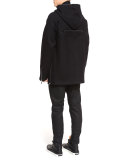 Coated Five-Pocket Moto Jeans, Black