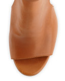 Millie Open-Toe Leather Bootie, Tan