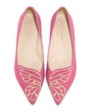 Bibi Butterfly Embroidered Flat, Magenta/Rose Gold
