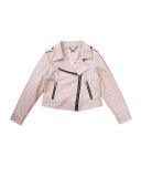 Vegan Leather Moto Jacket, Pink, Size 8-14