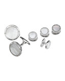 Round Mother-of-Pearl Cuff Link and Stud Set 
