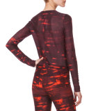 Detachable-Turtleneck Printed Top, Mangosteen