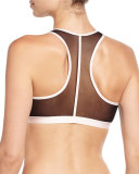 Metropolis Racerback Mesh Bralette, Black/Pink Lilly