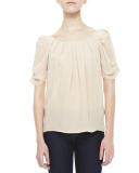 Eleanor Gathered Silk Blouse