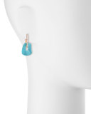 Puzzle Diamond-Trimmed 18K Rose Hoop Earrings, Turquoise/Black/White
