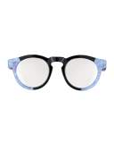 Leonard Mirrored Round Two-Tone Sunglasses, Blue/Silver