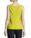 Bias-Cut Scoop-Neck Silk Tank, Plantain