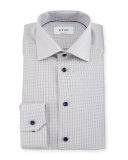 Contemporary-Fit Mini-Check Dress Shirt, White/Brown