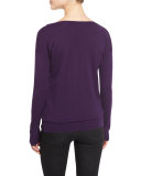 Easy Merino V-Neck Sweater, Plum