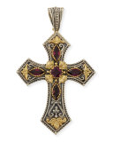 Silver & 18k Rhodolite Cross Pendant