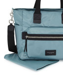 Biker Leather-Trim Nylon Babybag, Blue
