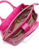Cristina Small Crocodile Tote Bag, Pink Matte