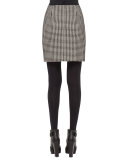 Houndstooth Pencil Mini Skirt, Black/Cream