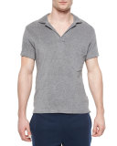Terry Short-Sleeve Polo Shirt, Gray