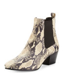 Reesa Snake-Embossed Chelsea Boot, Modern Ivory