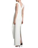 Sleeveless Crepe Column Gown, Ivory
