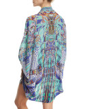 Open-Front Embellished Silk Cardigan/Cape Coverup, Divinity Dance