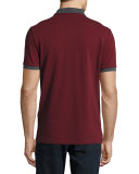Contrast-Trim Piqué Polo Shirt, Parade Red Melange