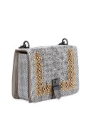 Small Flap Studded Snakeskin Crossbody Bag