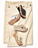 Dani Stretch Wedge Slide Sandal, Natural/White