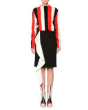 Striped Wool-Blend Pullover Sweater, Red