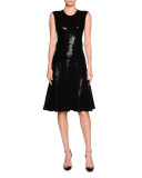Sequined Sleeveless Cocktail Dress, Black