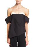 Agathe Layered Off-the-Shoulder Corset Top, Black Multi