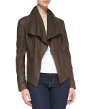 Leather Drape-Front Jacket