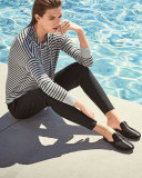 Lightweight Striped Funnel-Neck Top 